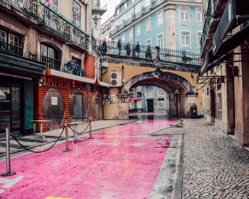 Pink Street in Lisbon